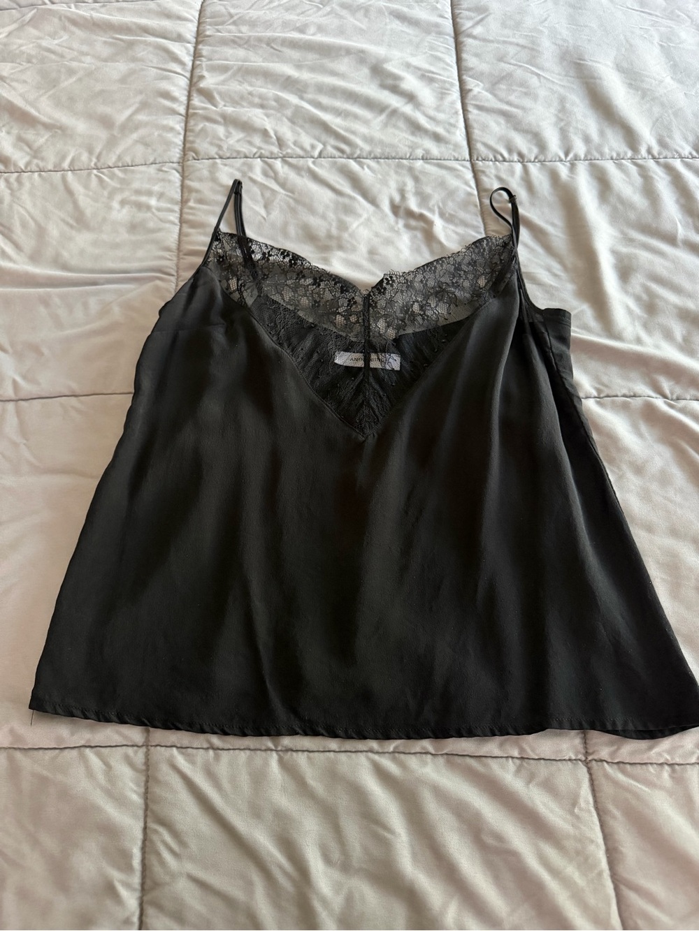Anine Bing Black Satin Label Camisole
